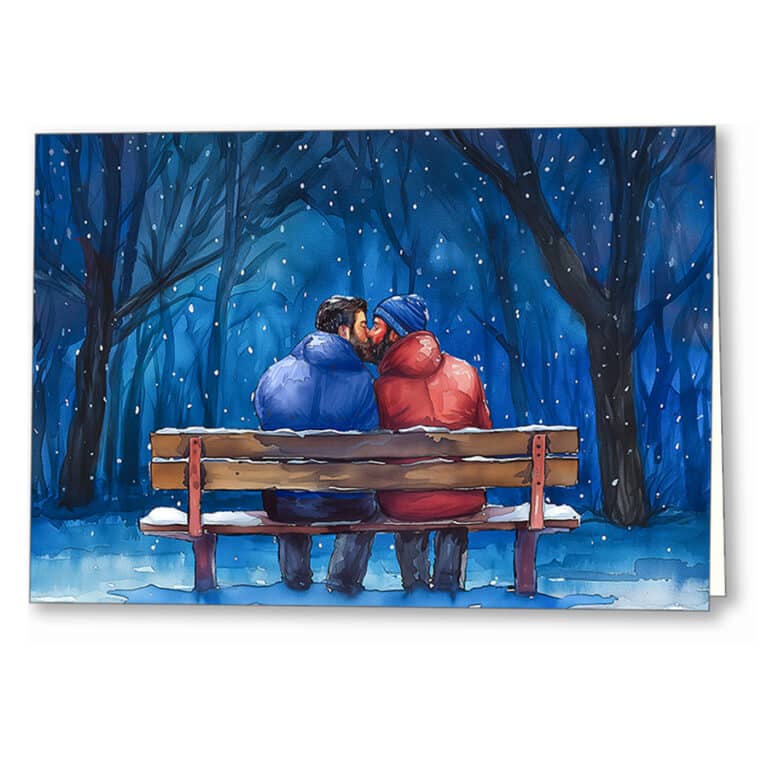 Snow Kissed Love – Romantic Gay Greeting Card