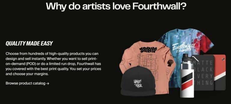 Fourthwall ecommerce solution for artists