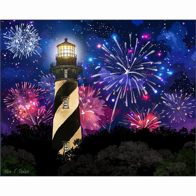 Fireworks Over St. Augustine Lighthouse – Florida Art Print
