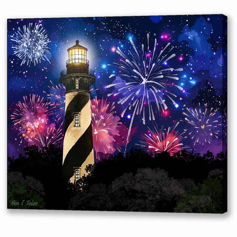 Fireworks Over St. Augustine Lighthouse – Florida Canvas Print