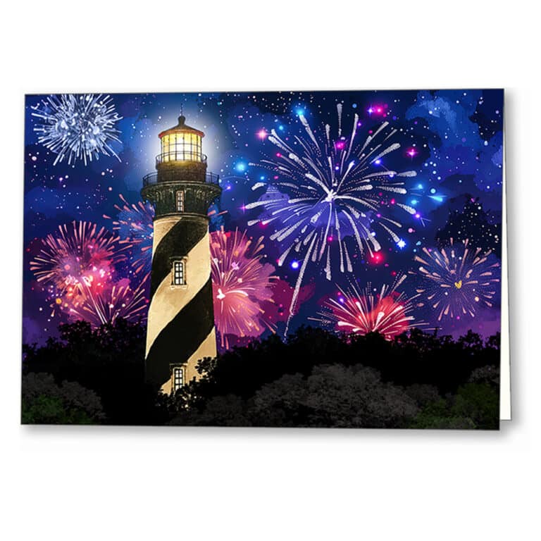 Fireworks Over St. Augustine Lighthouse – Florida Greeting Card
