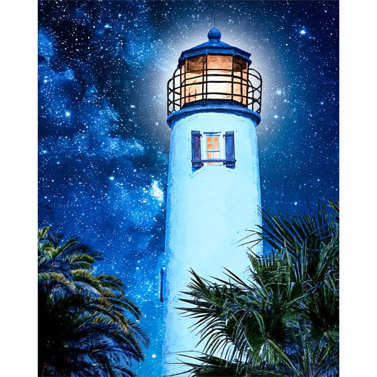 St. George Island Lighthouse by Night – Florida Art Print