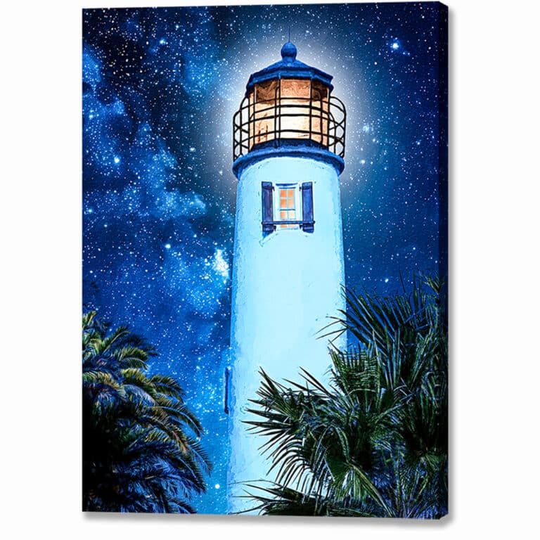 St. George Island Lighthouse by Night – Florida Canvas Print