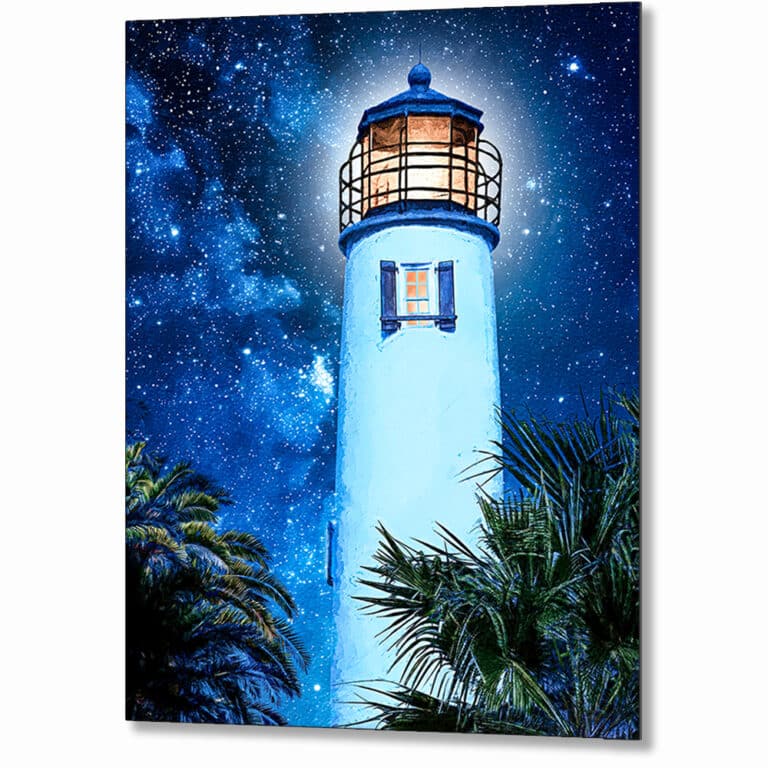 St. George Island Lighthouse by Night – Florida Metal Print